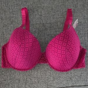 Pink Patterned Women's Bra